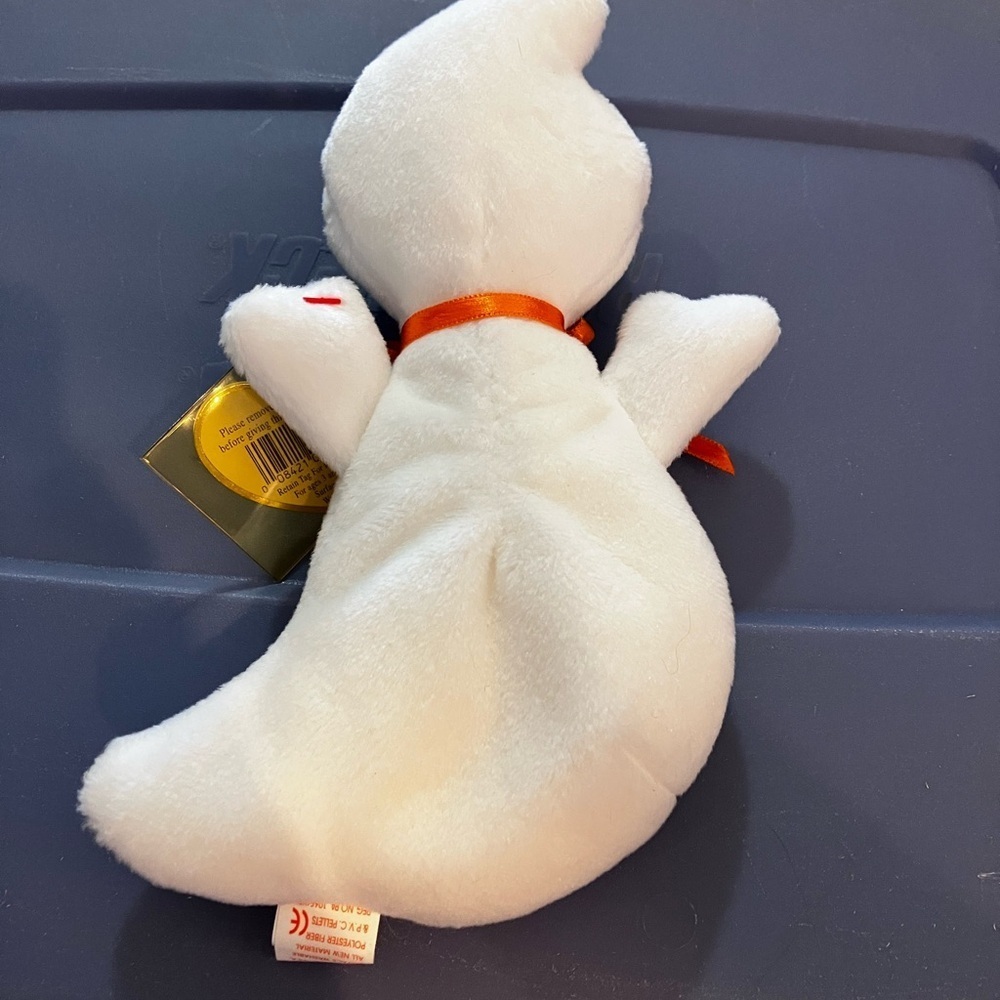 Ty Ghost Plush with Orange Accents - Picture 3 of 8